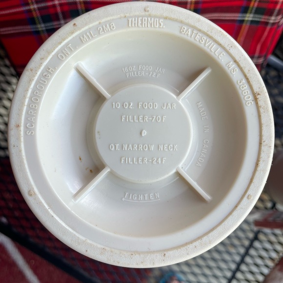 Vintage Red Plaid THERMOS Travel Picnic Set Canvas Bag King Seeley 1973 70's - Picture 3 of 16